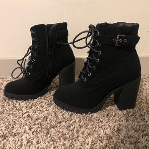 black heeled boots